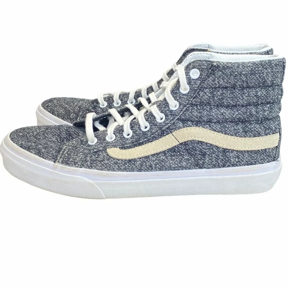 Vans Sk8-Hi Sneakers Grey Mens 7 Womens 8.5 Jersey Knit High Top Skate Shoes - Picture 4 of 8